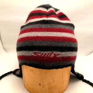 Swix Wool Blend Beanie Hat - Gray Black Red Stripes, Nordic Ski Style